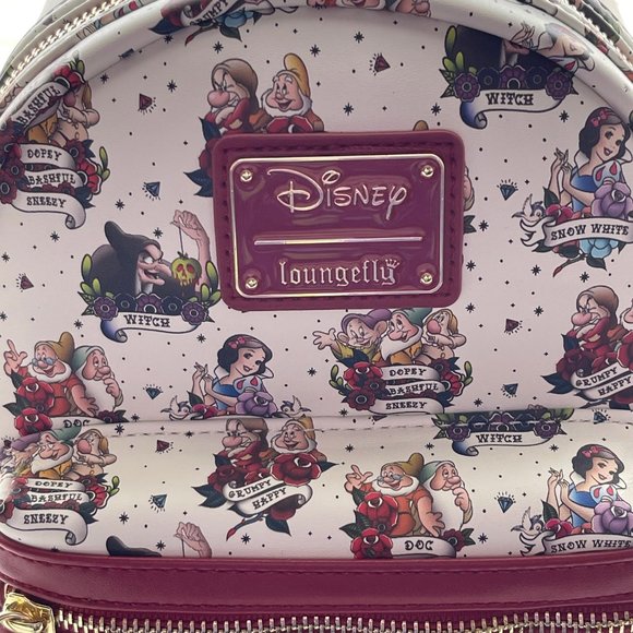 Loungefly Disney Snow White and the Seven Dwarfs Tattoo Mini Backpack New - Picture 2 of 9